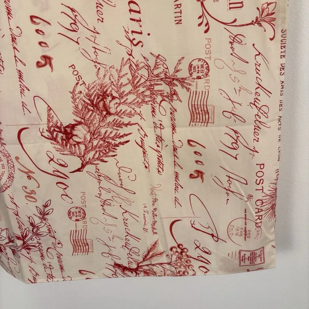 Pottery Barn Standard Pillowcase French Postcard Script Red Cream Cotton Toile